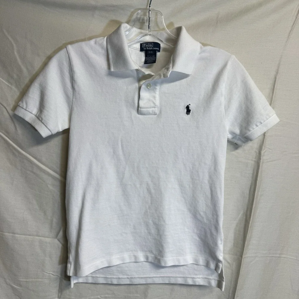 Ralph Lauren Polo Shirt Kids Size 8 White Collared Preppy Classic Preowned